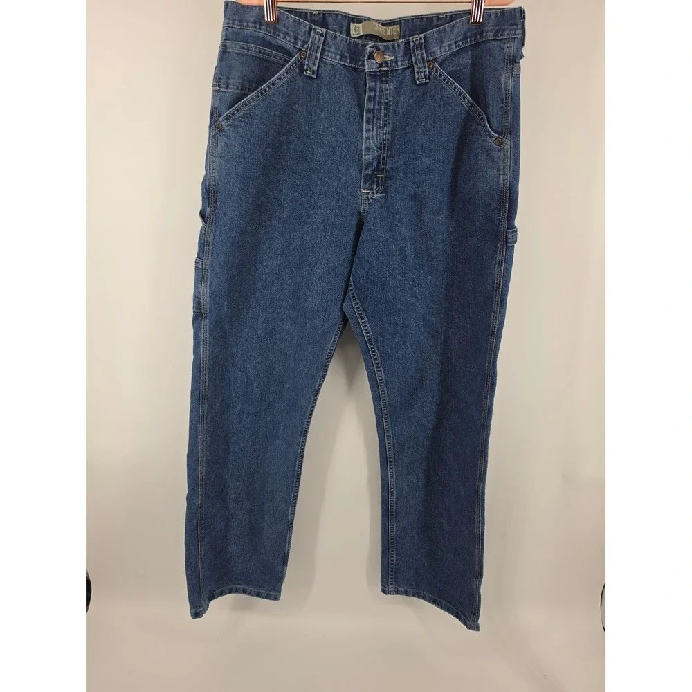 Lee Dungarees Carpenter Jeans Mens 36x32 Blue Denim Workwear Hammer Loop 2887910